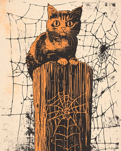 Spooky Cat On Post