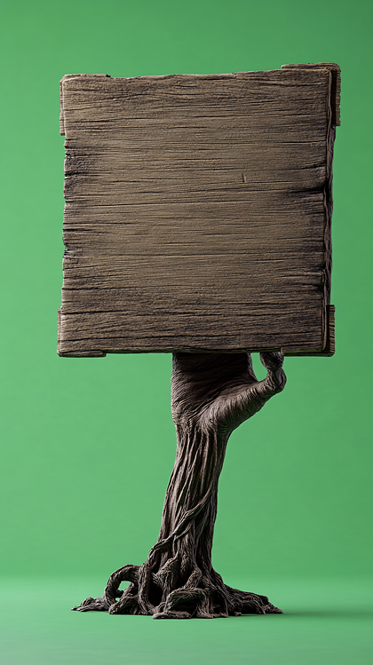 Spooky Wooden Sign Held By A Twisted Hand