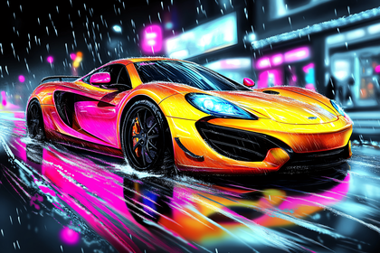 Sport Car In Rain