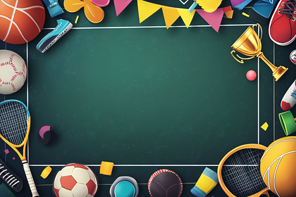 Sports Equipment on Chalkboard Background