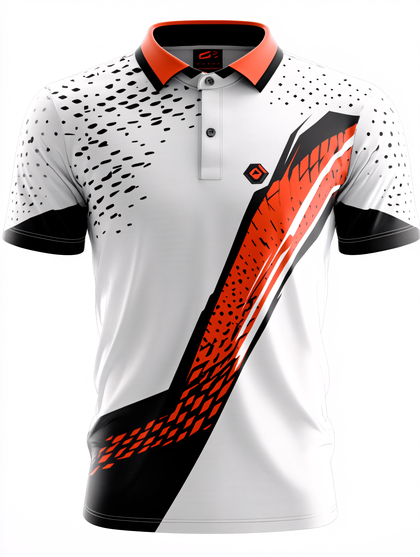 Sporty Polo Shirt with Geometric Accents