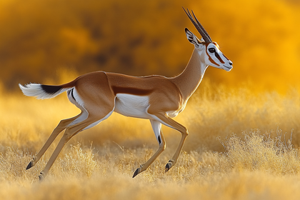 Springbok Galloping in Golden Light