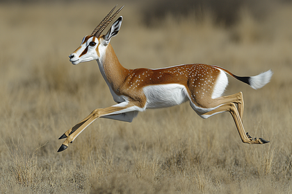 Springbok Leaping in Savanna