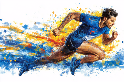 Sprinting Athlete Watercolor