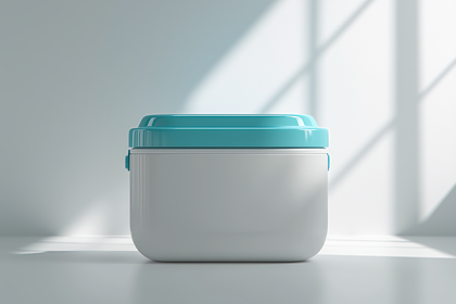 Square Container With Turquoise Lid
