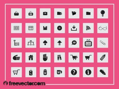 Square Icons Set Free Vector