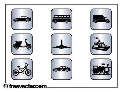 Square Transport Icons Free Vector