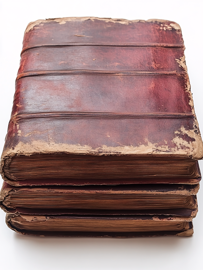 Stack Of Aged Leather Books