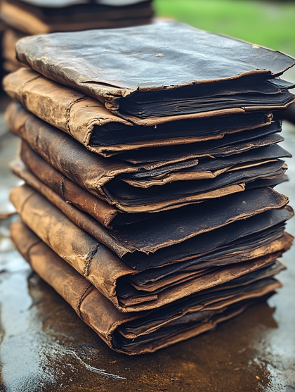 Stack Of Aged Ledgers
