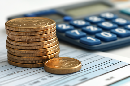 Stack Of Coins And Calculator