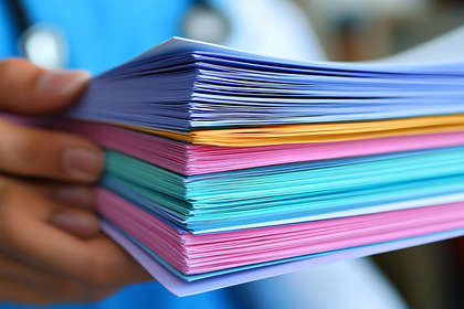 Stack Of Colorful Medical Documents