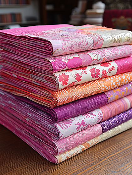 Stack Of Colorful Patterned Fabrics