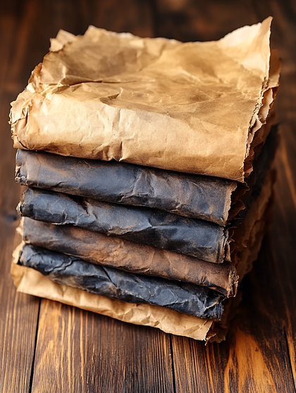 Stack Of Darkened Parchment Papers