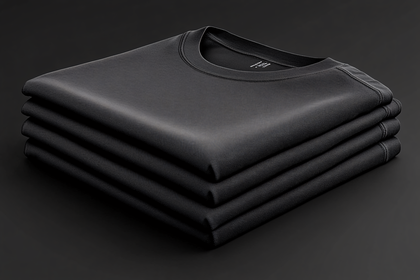 Stack Of Folded Black T-Shirts