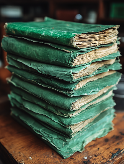 Stack Of Green Vintage Books