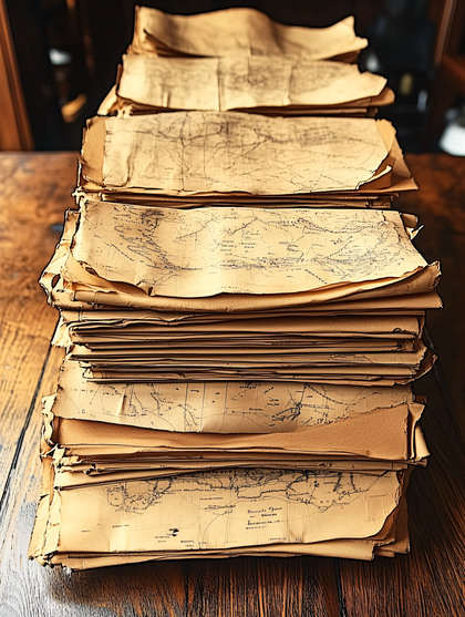 Stack Of Old Maps