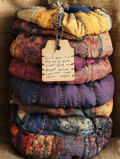Stack of Patchwork Textile Rounds