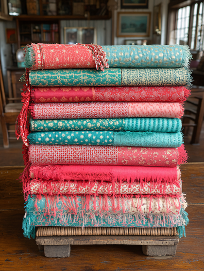 Stack Of Vibrant Patterned Textiles