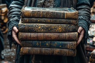 Stacked Antique Books