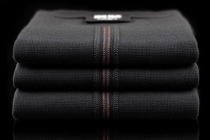 Stacked Black Knitwear with Red Stripe