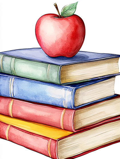 Stacked Books With Apple