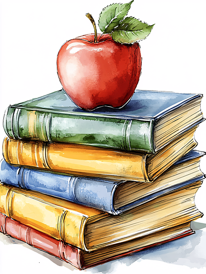 Stacked Books With Apple