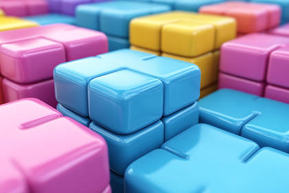 Stacked Colorful Puzzle Cubes