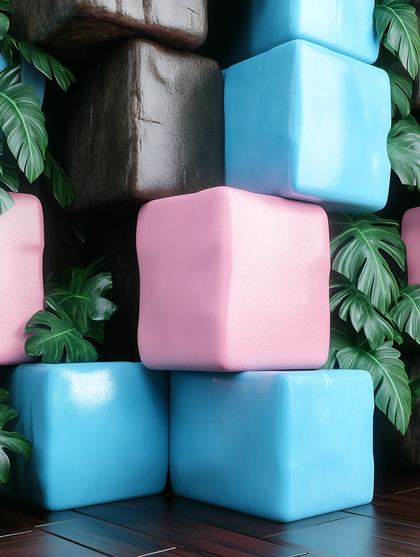 Stacked Cubes with Tropical Leaves