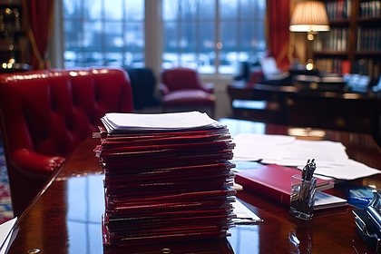 Stacked Files On Desk