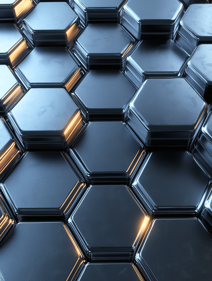 Stacked Metallic Hexagons