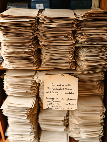 Stacks Of Aged Documents On Shelf