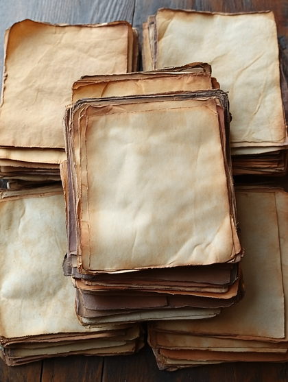 Stacks of Aged Paper Sheets