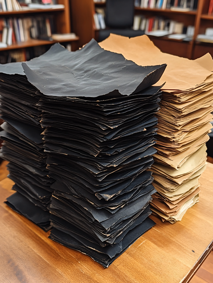 Stacks Of Black And Brown Paper