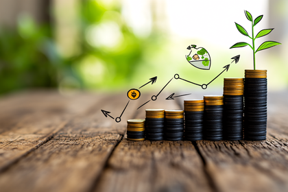 Stacks of Coins and Growing Plant