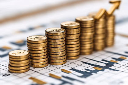 Stacks of Coins on Financial Chart