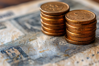 Stacks of Gold Coins on Textured Background