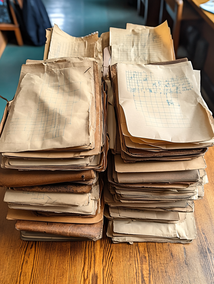 Stacks Of Old Ledger Papers