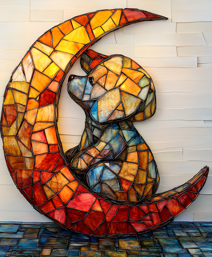 Stained Glass Bear Moon