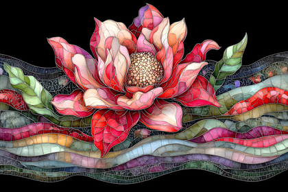 Stained Glass Style Lotus Flower