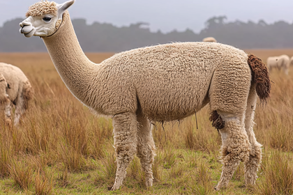 Standing Alpaca In A Field