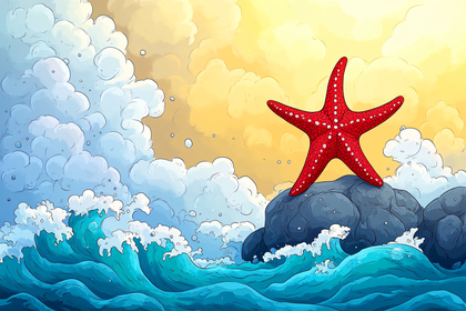 Starfish On A Rock By The Sea