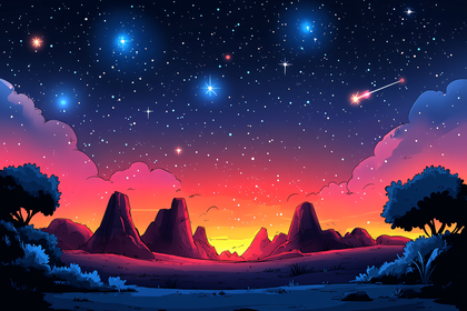 Starry Night Desert Landscape