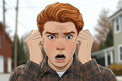 Startled Ginger Man Illustration