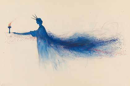 Statue Of Liberty Abstract Blue Red