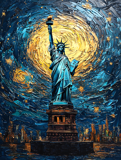 Statue of Liberty in Van Gogh Style