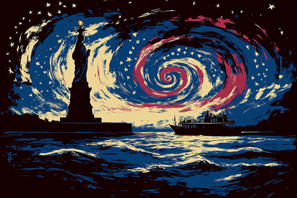 Statue Of Liberty Night Sky