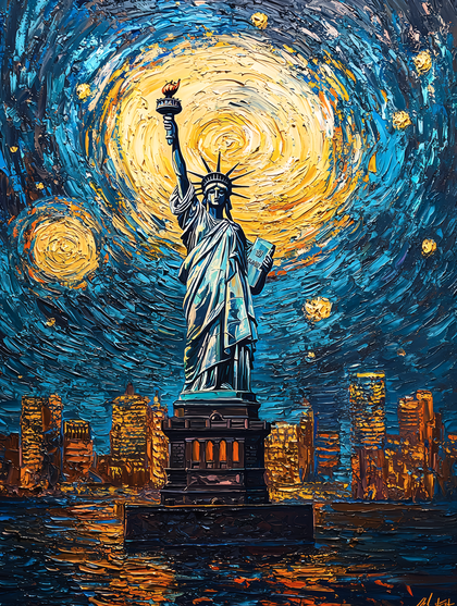 Statue of Liberty Starry Night
