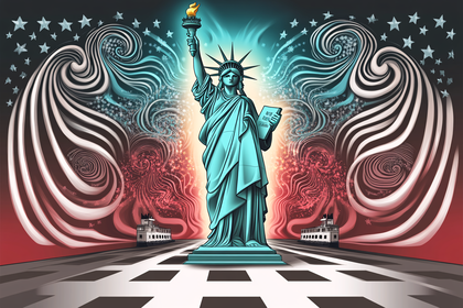 Statue Of Liberty With American Flag Background