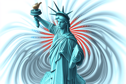 Statue Of Liberty With American Flag Background