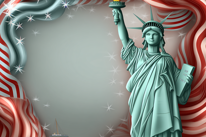 Statue Of Liberty With American Flag Background